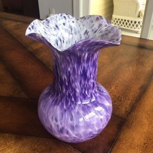 Wheaton Village Hand Blown Glass Vase Purple 8.5”~Signed!